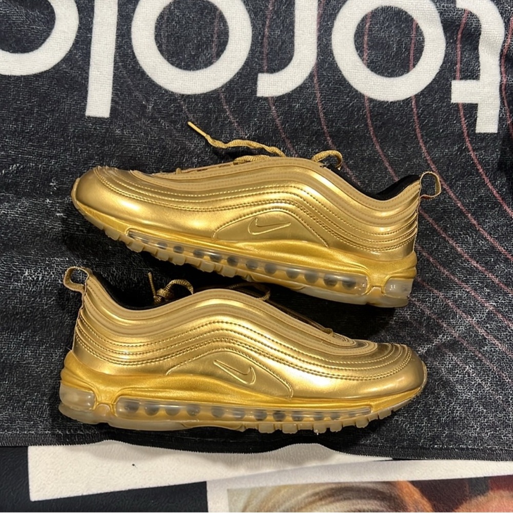 Nike Gold Air Max 97 Sneakers with Metallic Finish